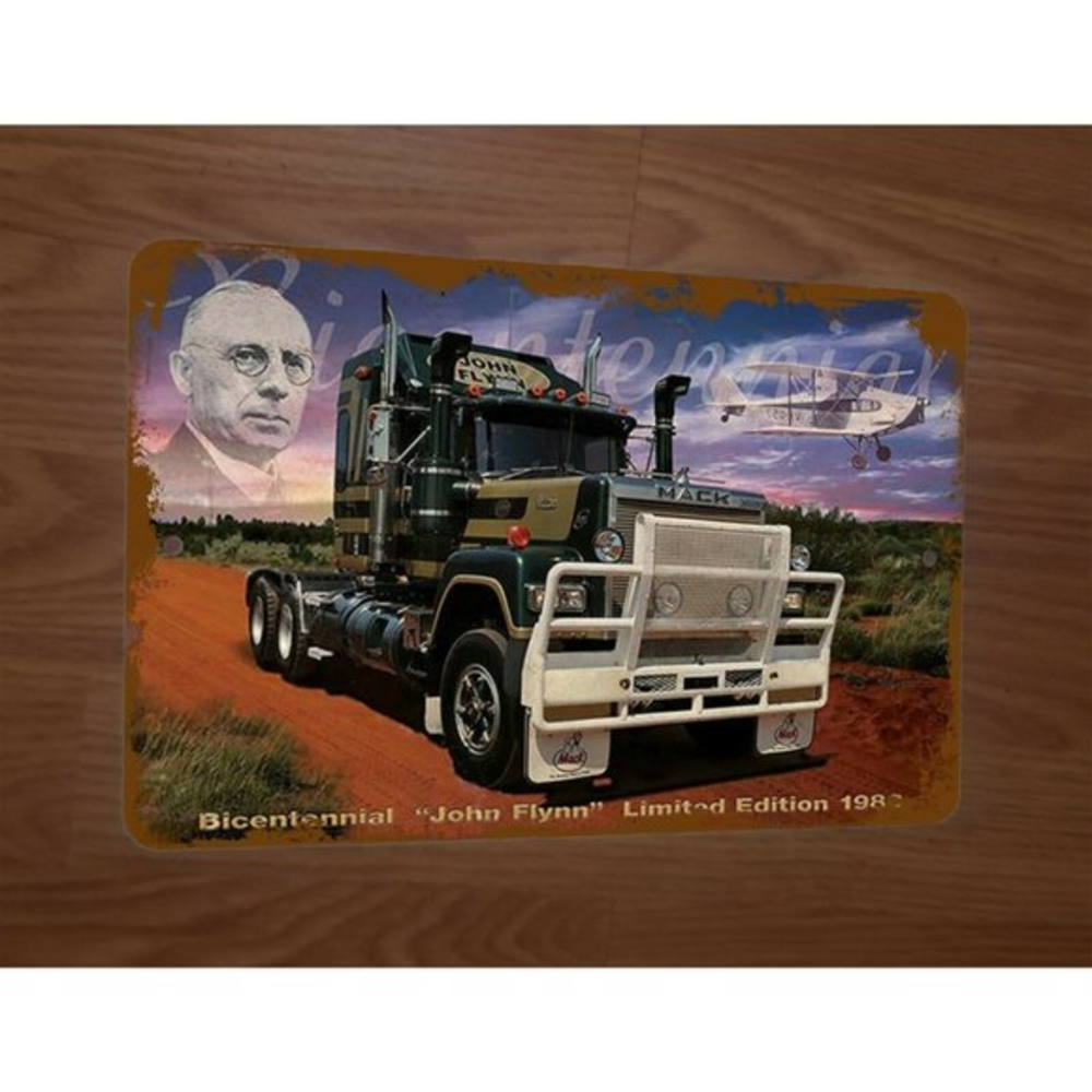 John Flynn Bicentennial Semi Truck Rig Artwork 8x12 Metal Wall Sign